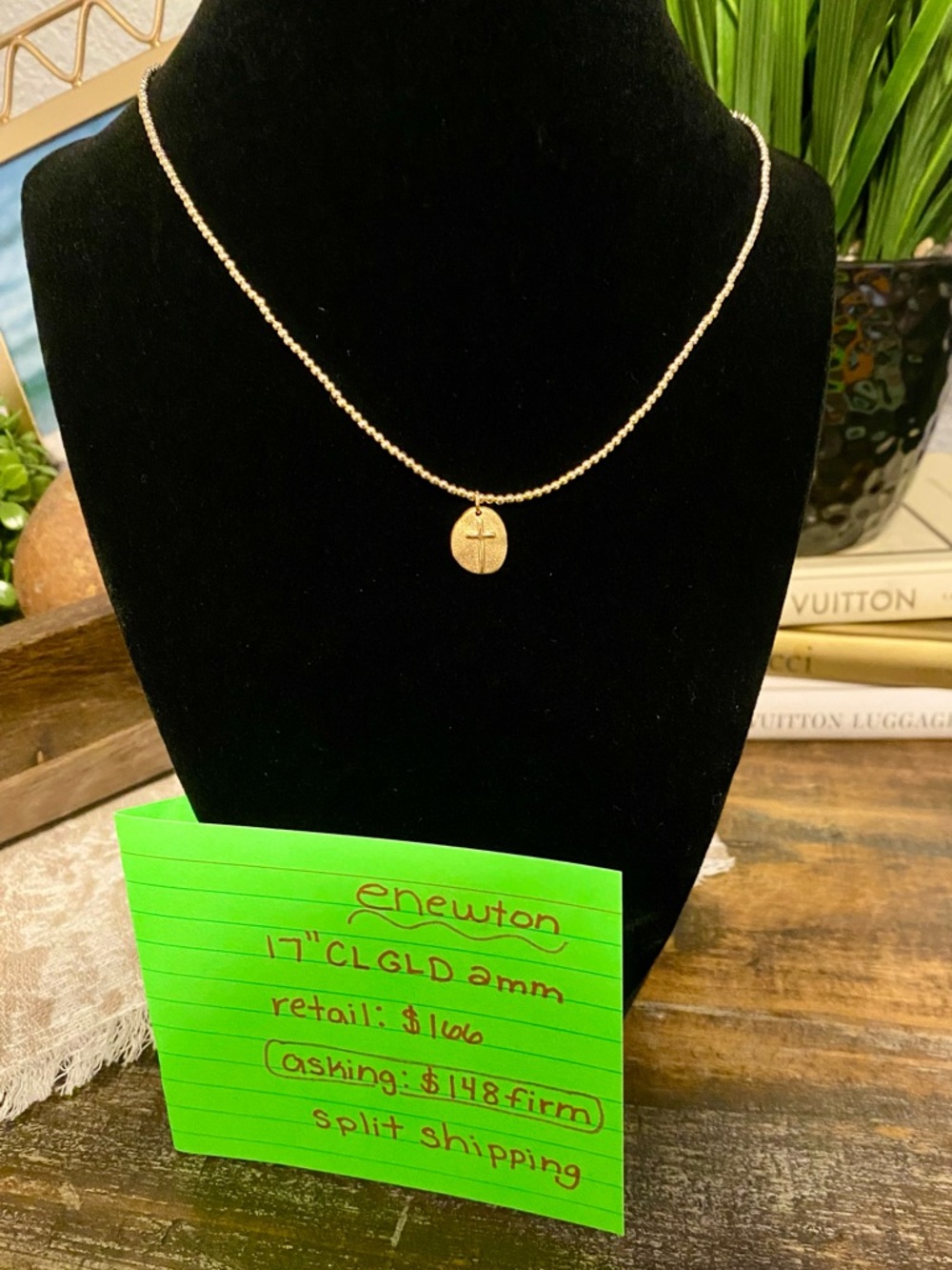 17” Gold Cross Disc Necklace - enewton